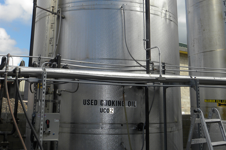 Silo of used cooking oil.