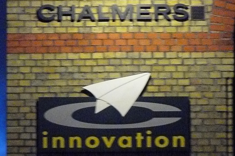 Signs reading "Chalmers" and "innovation."