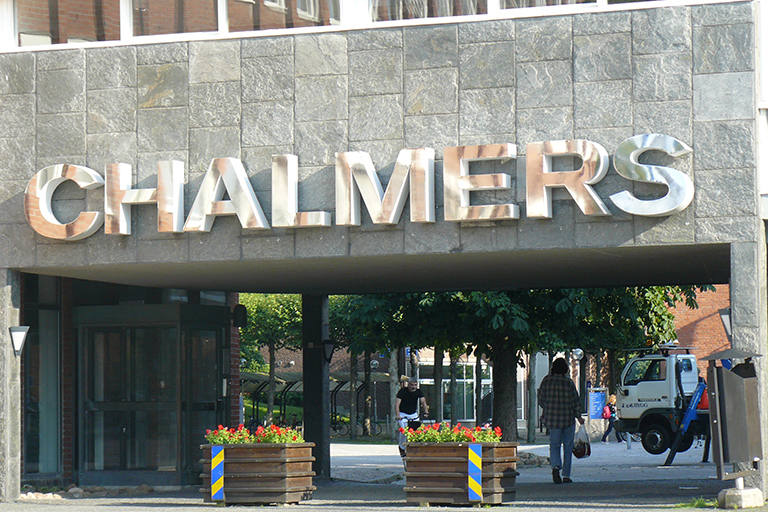 Sign on a building exterior reading "Chalmers."